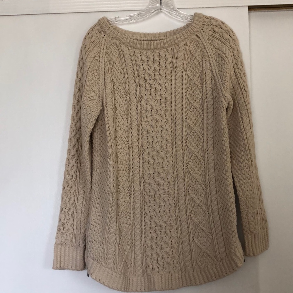 LL Bean Cable Knit Sweater with Zippers